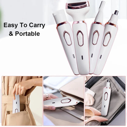 Electric Hair Remover Painless Body Leg Face Bikini Shaver for Women Underarm Hair Removal Machine Rechargeable Portable Trimmer