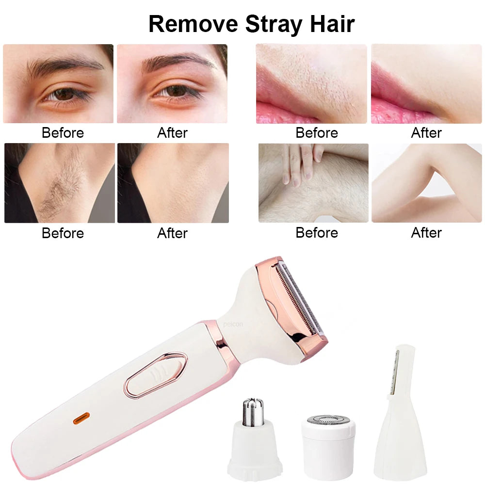 Electric Hair Remover Painless Body Leg Face Bikini Shaver for Women Underarm Hair Removal Machine Rechargeable Portable Trimmer