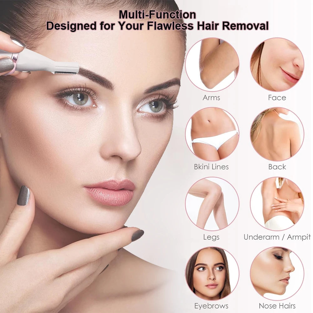Electric Hair Remover Painless Body Leg Face Bikini Shaver for Women Underarm Hair Removal Machine Rechargeable Portable Trimmer